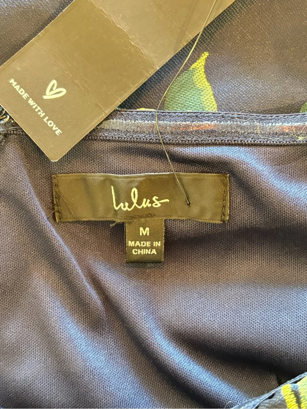 Lulu's Navy Dress with Yellow & Green Accent - Picture 8 of 8